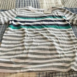 NWT Arizona Jean Co Boy white/striped short sleeve shirt size L (14/16) Husky